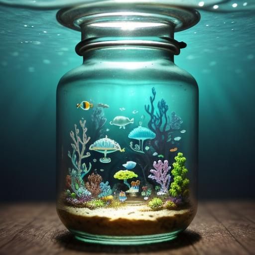 Underwater Fantasy World in a Bottle