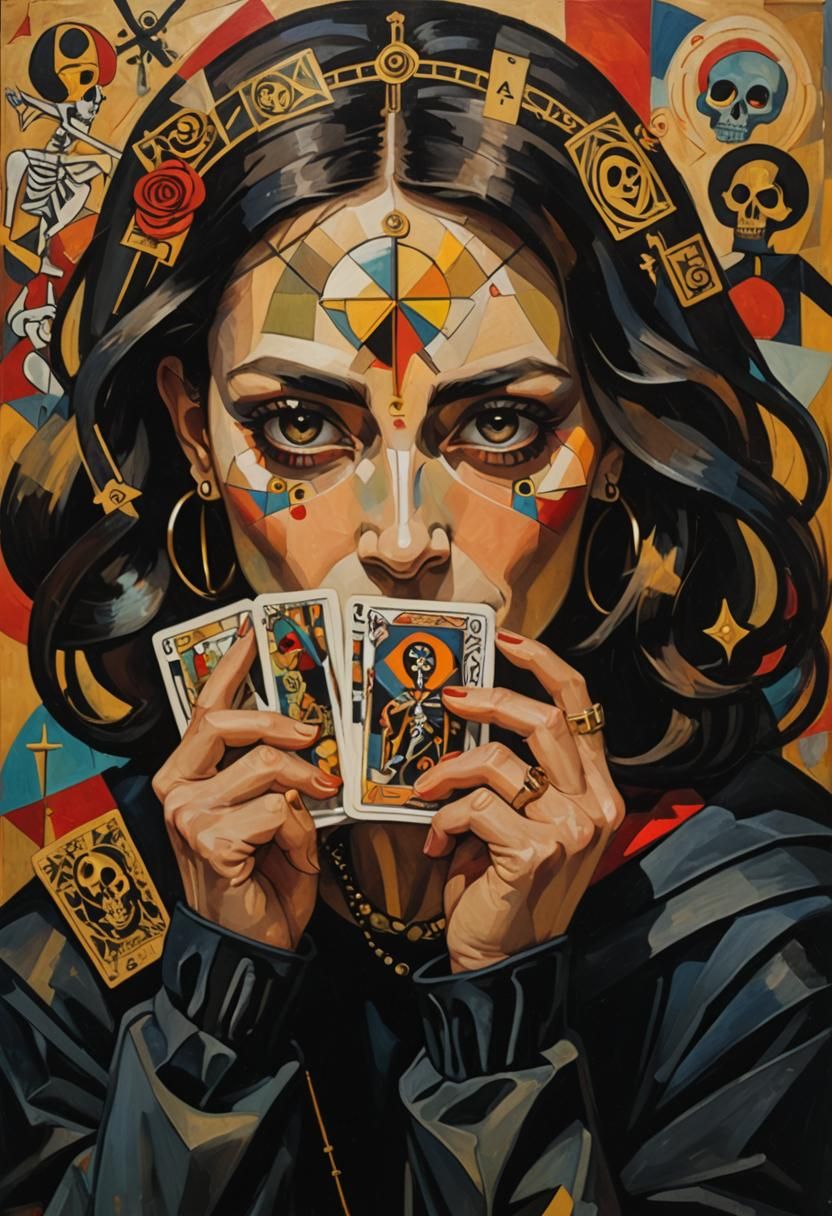 Cubist Tarot Card Designer Painting Death Card