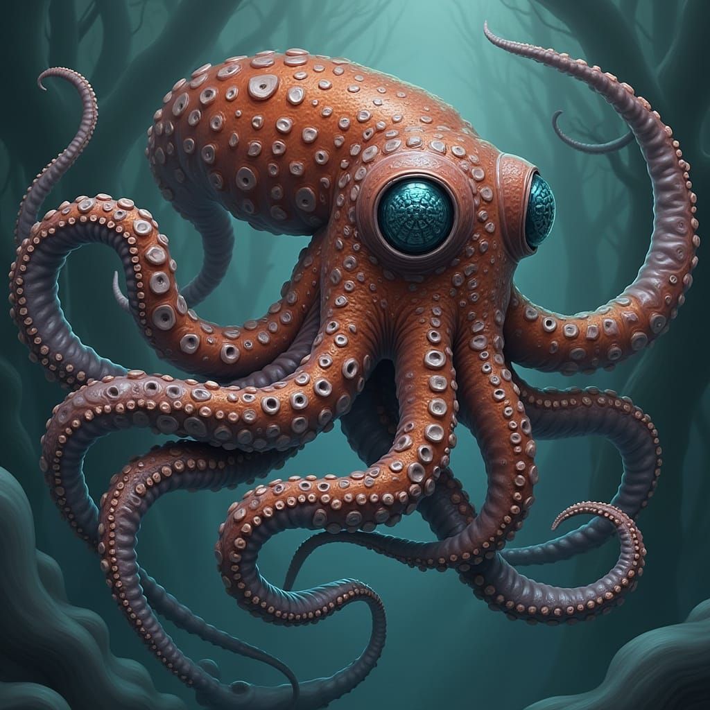 Tempestuous Curious Cephalopod in Biohazard Style