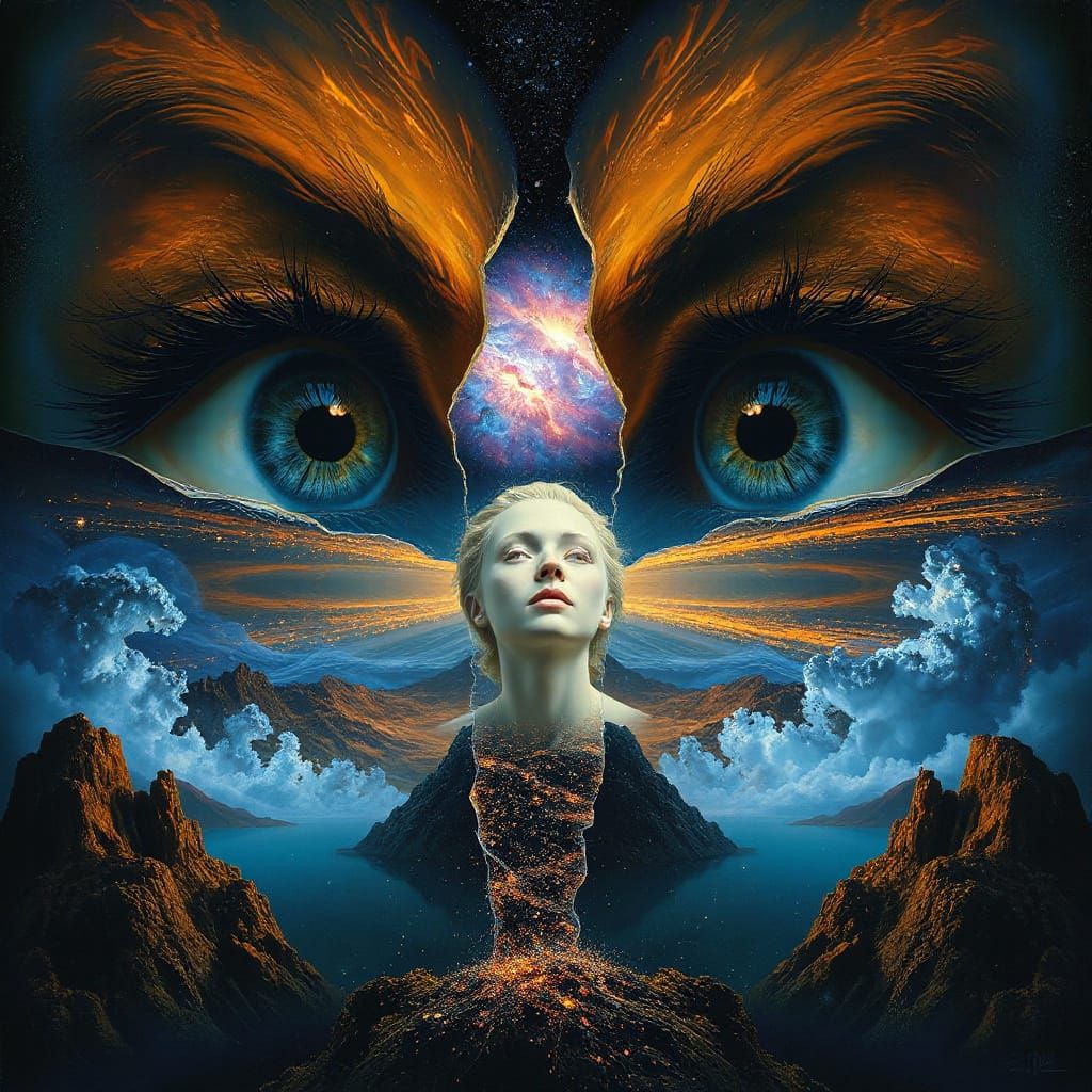Surreal Eyes Open to Cosmic Dreamscape