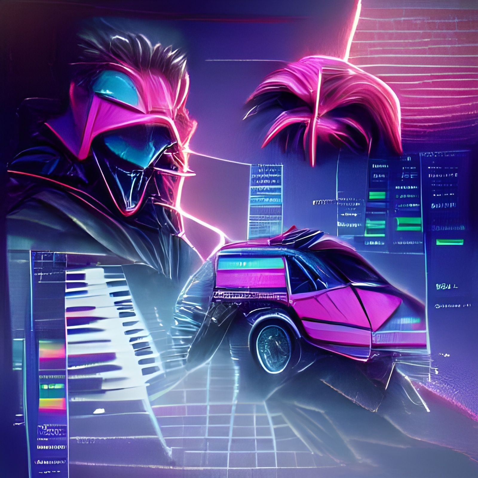 Synthwave Neon Retro Art