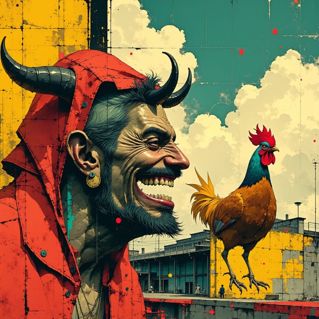 Devil, Barbarian, Robot & Rooster at Six Flags