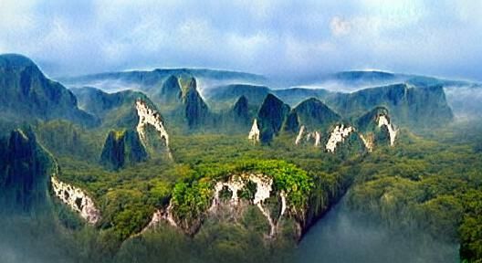 Epic Mountain Range with Jungle and Ancient Ruins