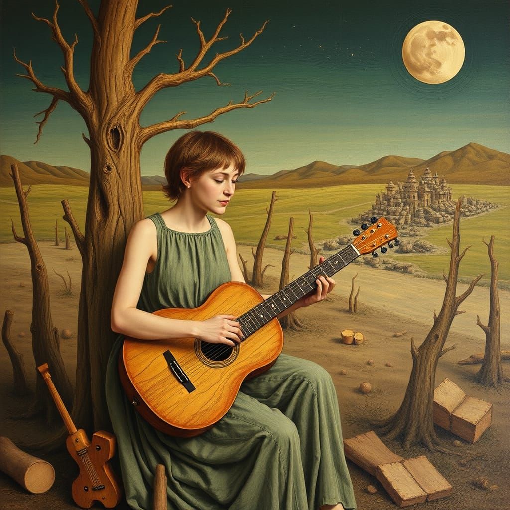 Ancient Xylophonist in a Whimsical Regionalist Wasteland