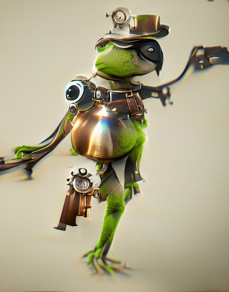 Steampunk Kermit the Frog Illustration