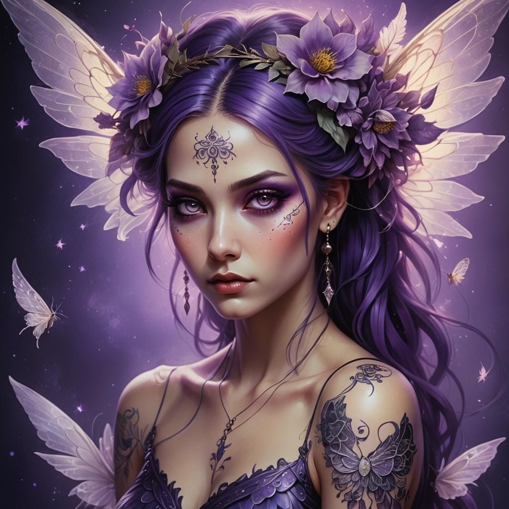 Ethereal Elf Woman with Luminous Wings in Dark Fantasy Art