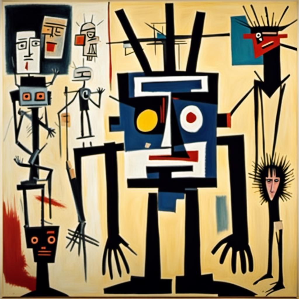 Abstract Robot in Cubist Style