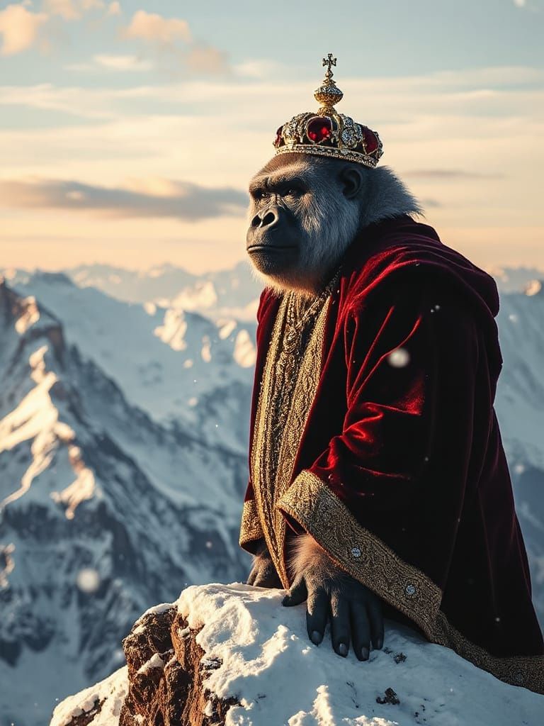 Regal Gorilla King Reigns Over Winter Wonderland
