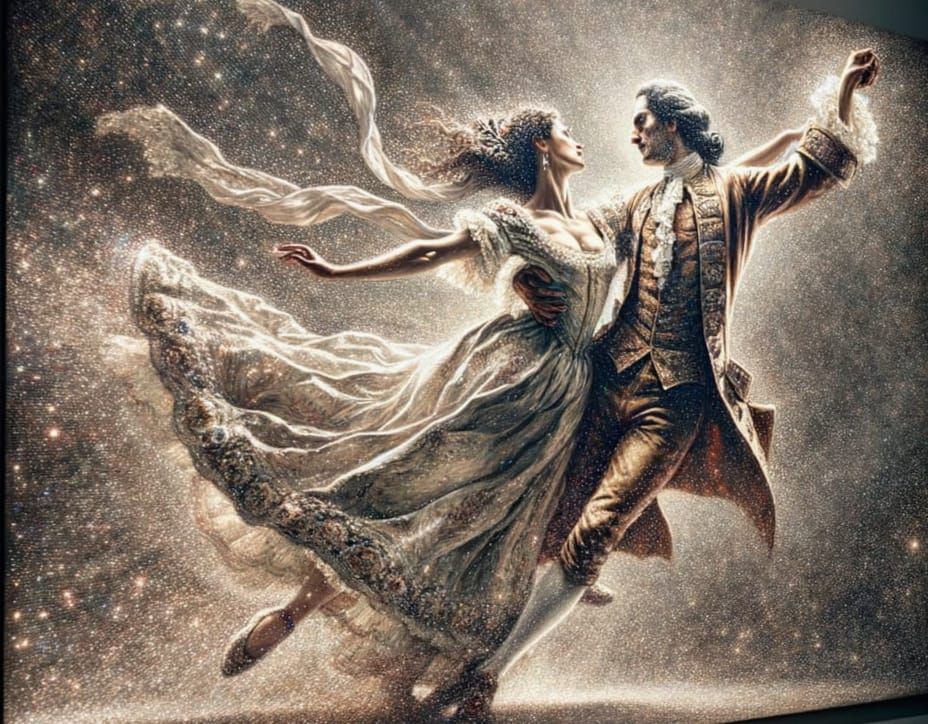 Elegant 18th Century Couple Dances Out of Museum Frame