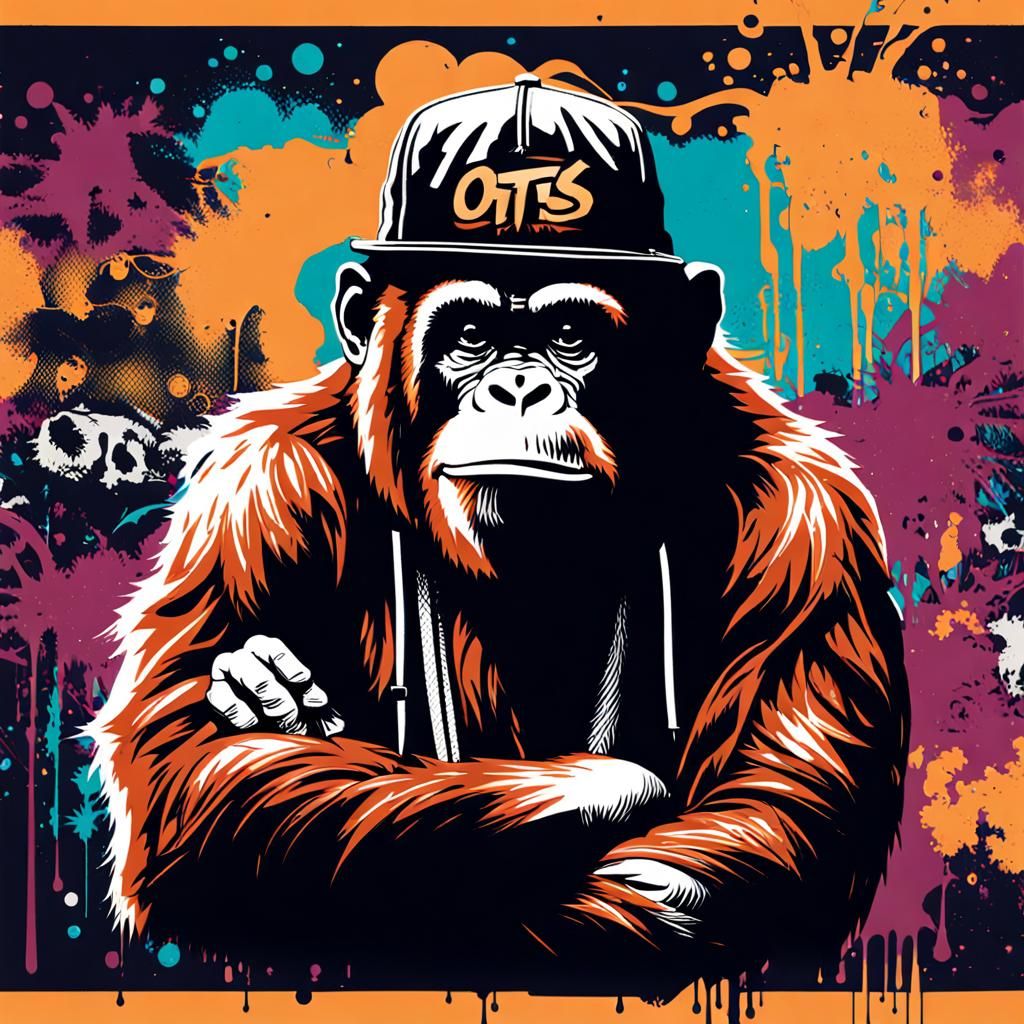 Orangutan Graffiti Art in Hip Hop Style
