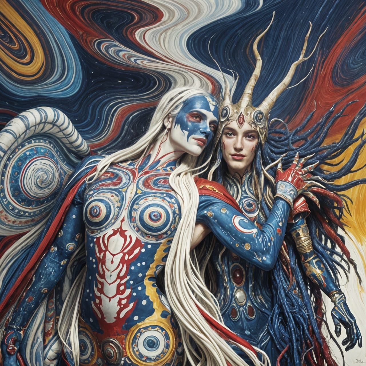 Cosmic Characters in Oil Painting Style
