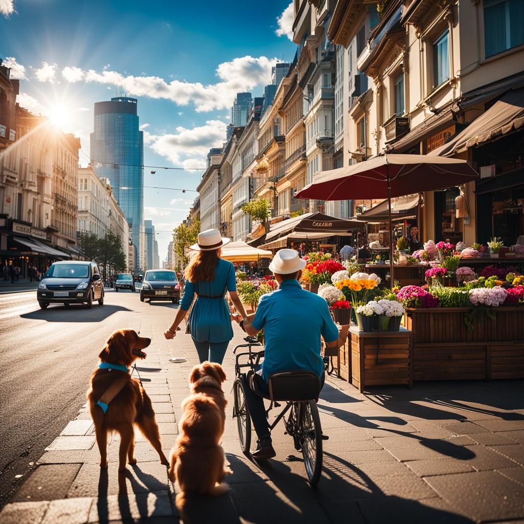 Vibrant Cityscape on a Sunny Day