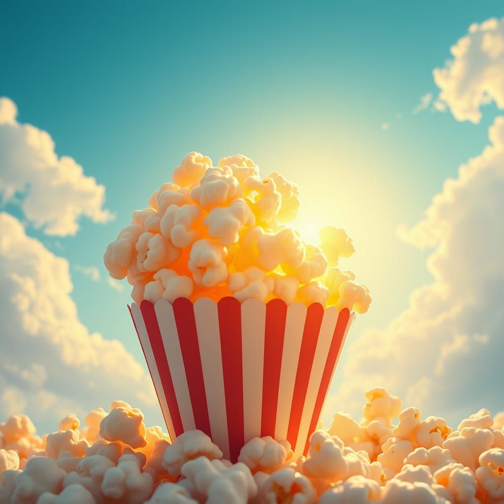 Sun-Kissed Popcorn Burst in Dreamy Landscape