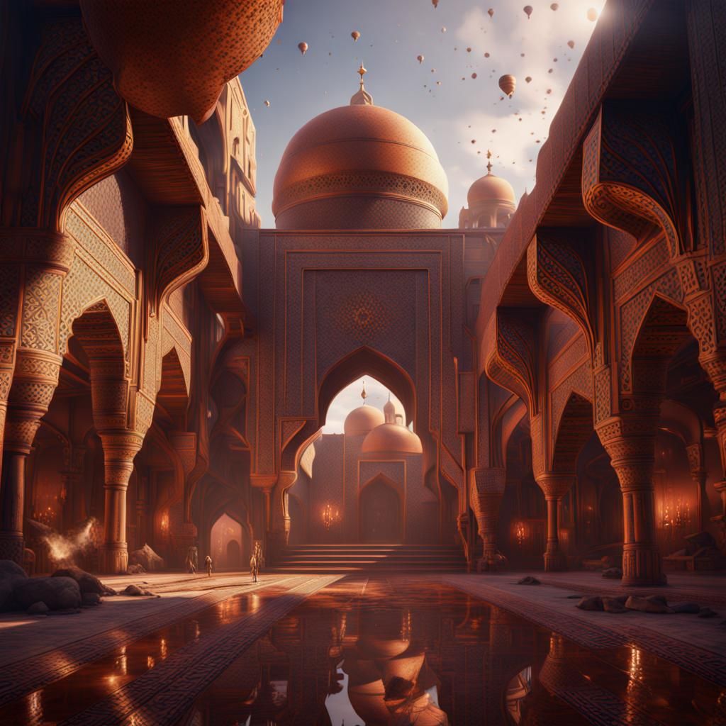 Futuristic Moroccan City: Detailed Matte Painting