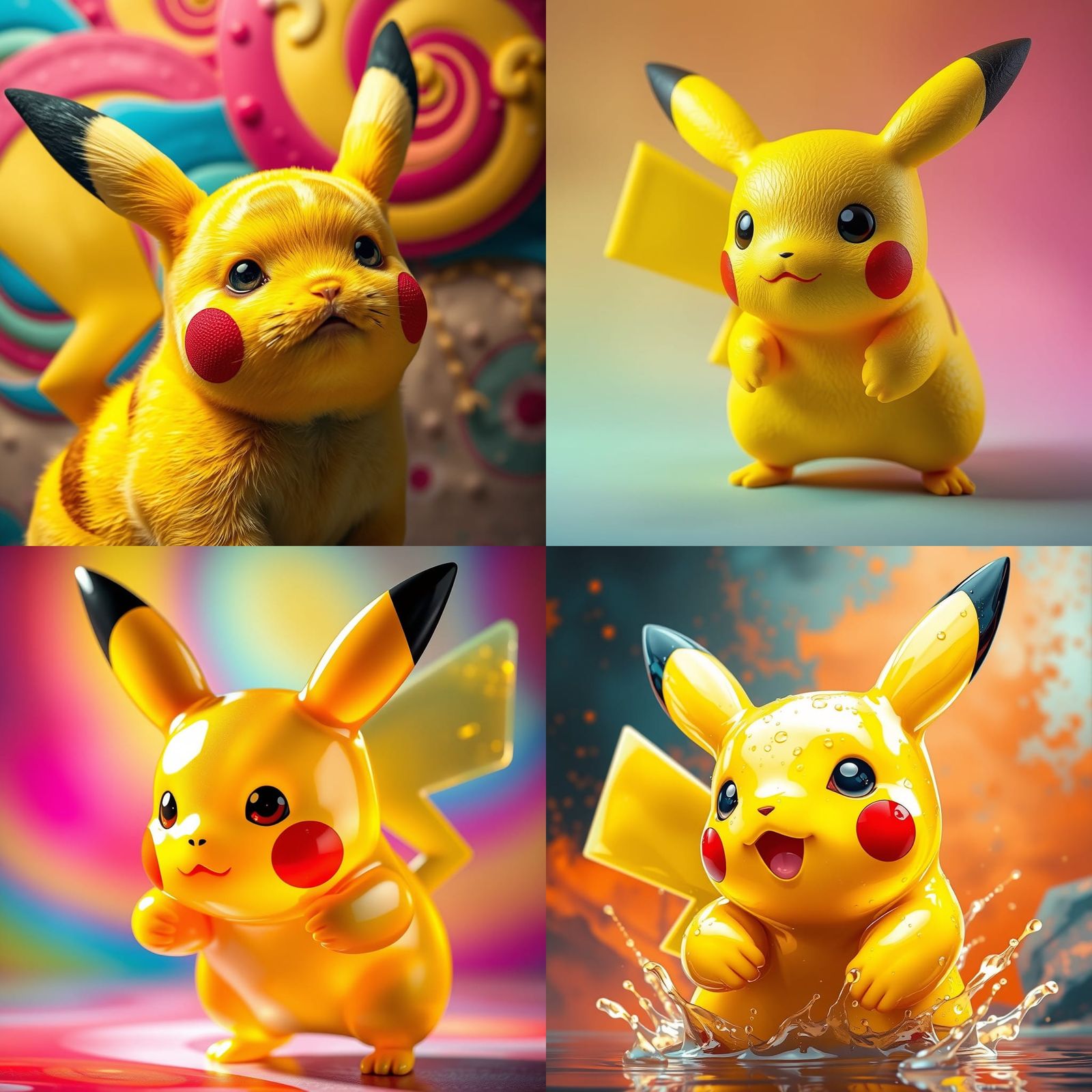 Gummy Effect Pikachu in Hyperrealistic Splash Art