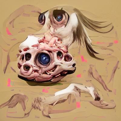 Shapeless Flesh Mass with Horse Skull and Eyes