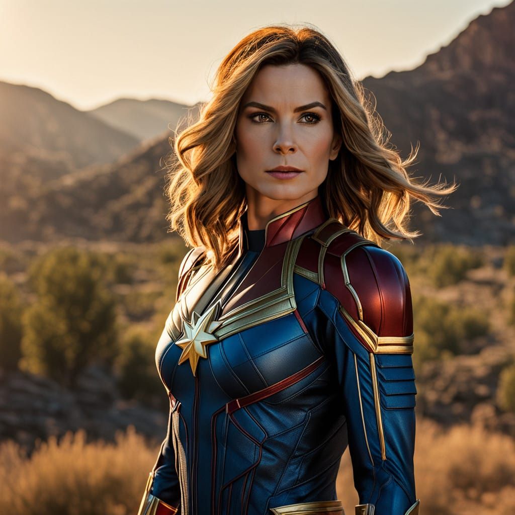 Sandra Bullock as Captain Marvel in Epic Outdoor Portrait