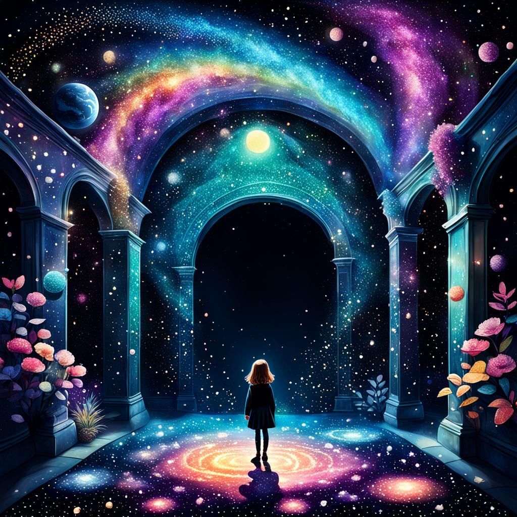 Whimsical Glitter Mystery in Liminal Space