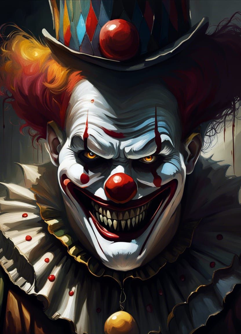 Menacing Scary Clown with Piercing Eyes