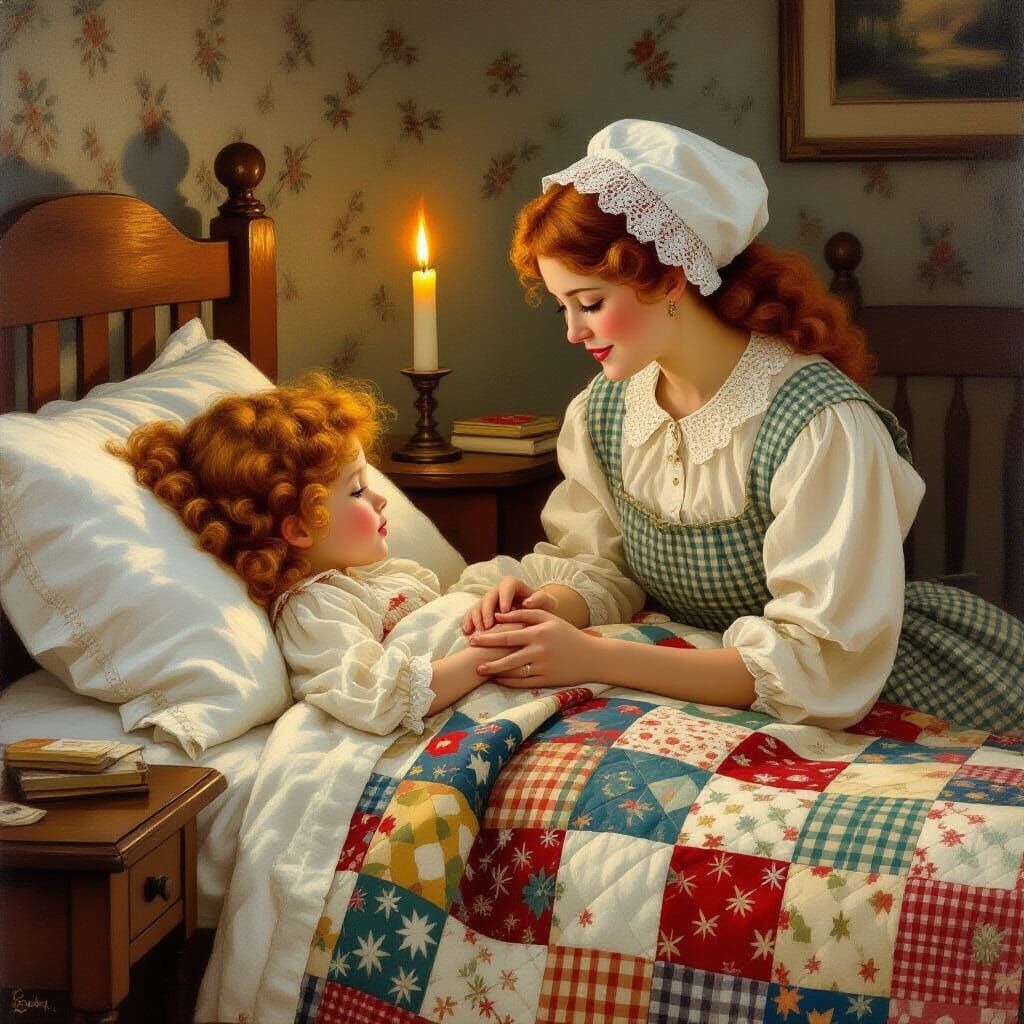 Cozy Bedtime Scene in Painterly Style