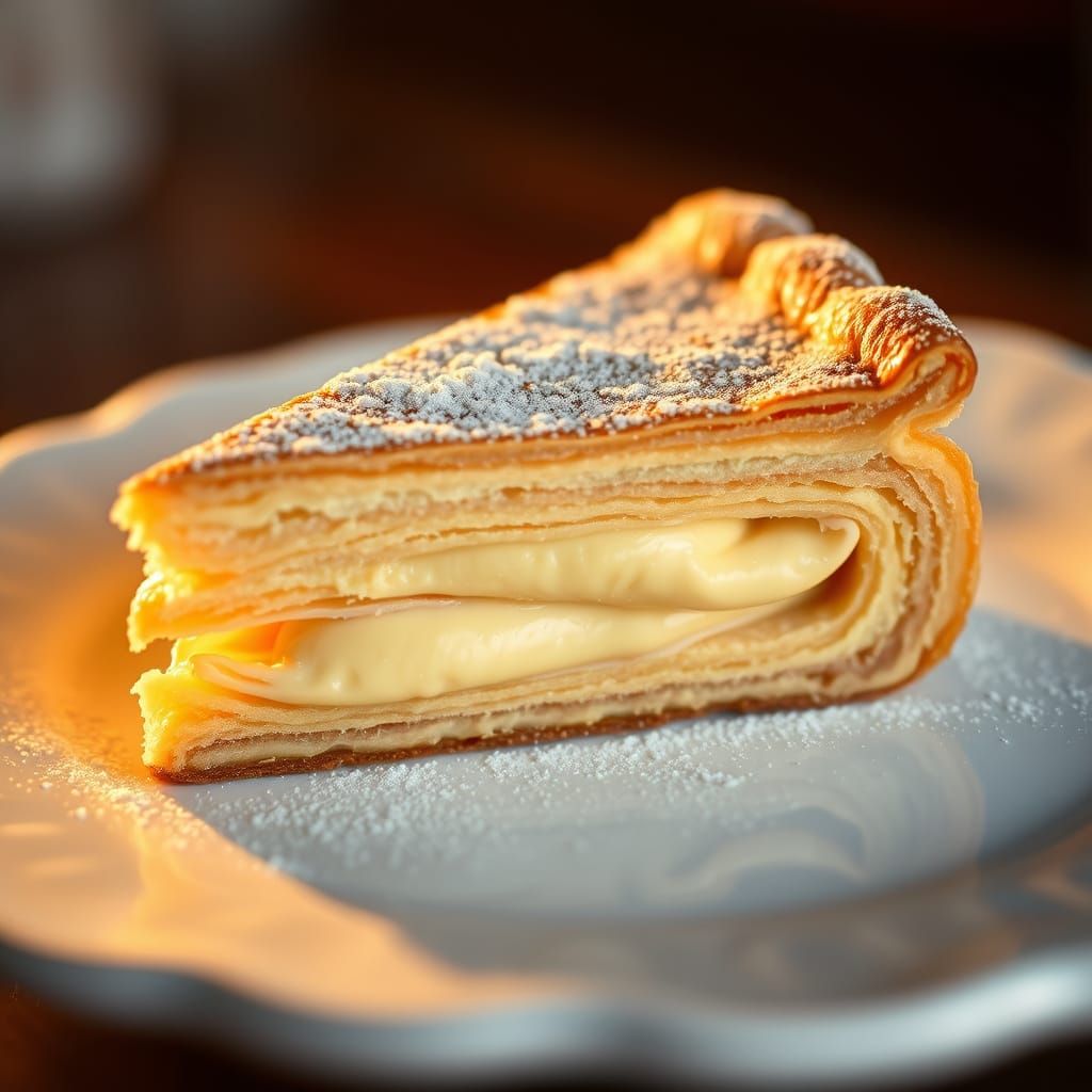 Mille-feuille Pastry Close-Up: Hyperrealistic Food Photograp...