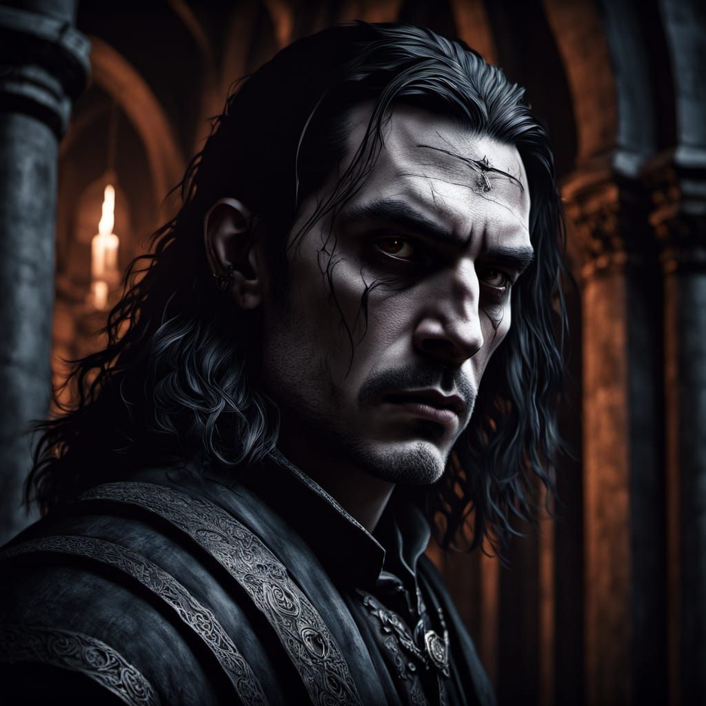 Gothic Fantasy Vampire in Intense Close-up