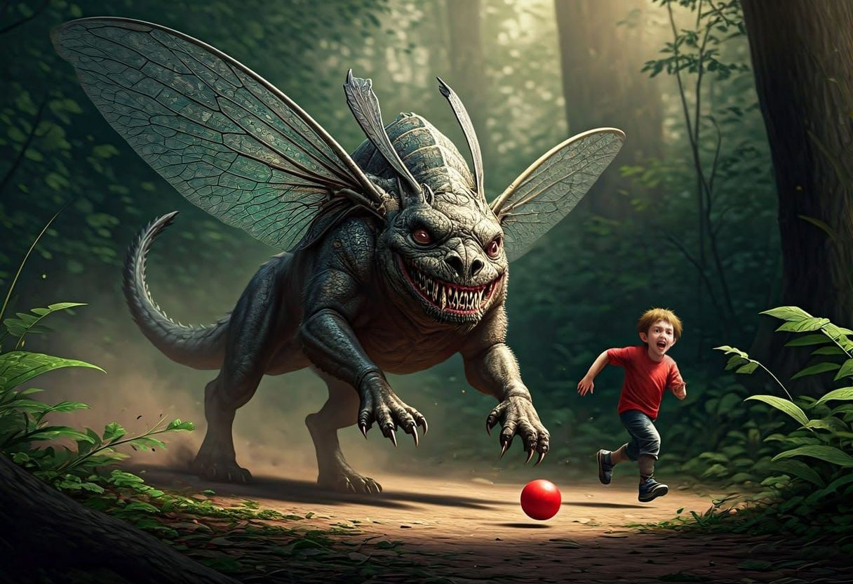 Playful Creature Bounds Through Whimsical Landscape in Hyper...