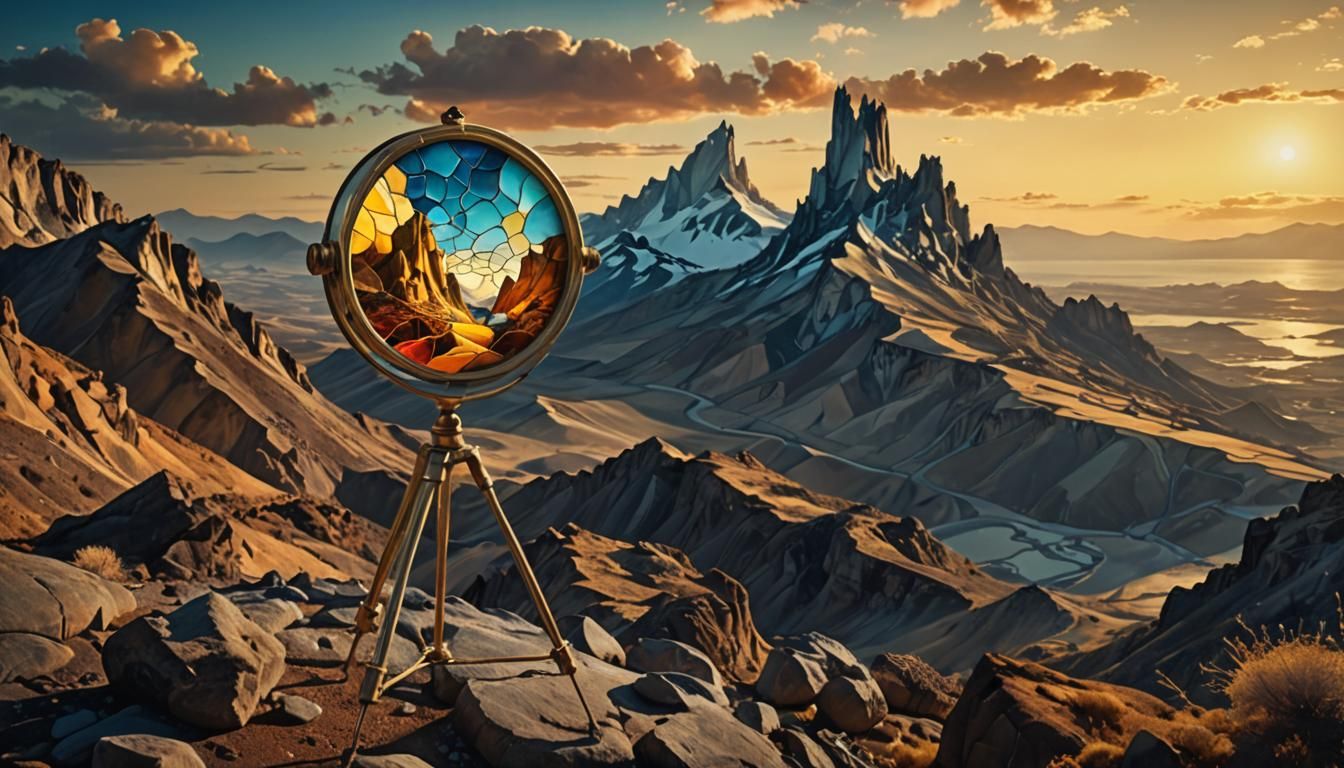 Stained Glass Telescope in Surrealist Style