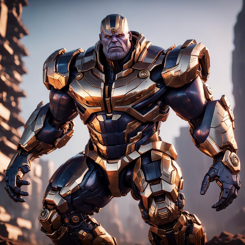Futuristic Thanos with Intricate Mech Details