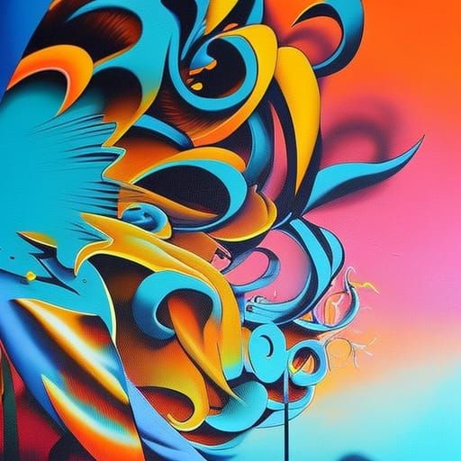 Graffiti Splash Art in Polychromatic Style