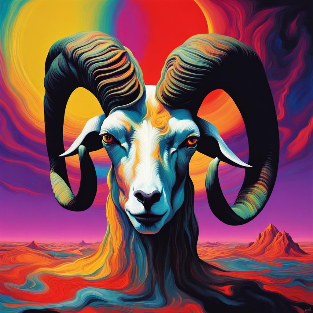 Sinister Tarot Card with Horned Goat in Grimdark Style