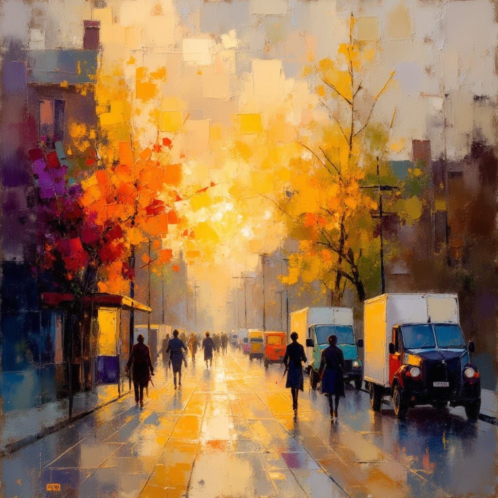 London Cityscape as Impasto Impressionist Painting