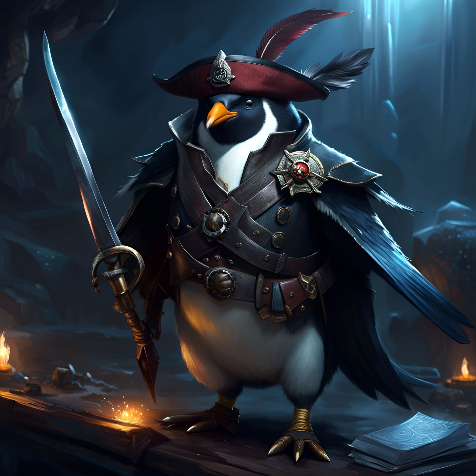 Pirate Penguin Dark Fantasy Concept Art