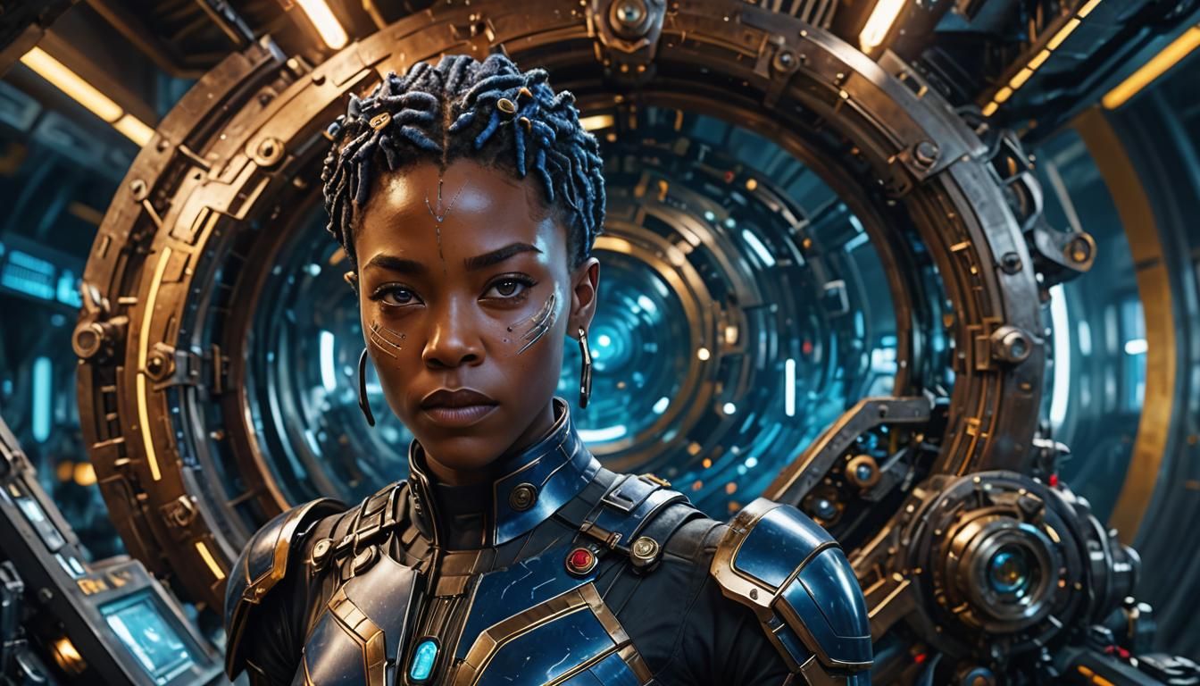 Wakandan Female Scientist in Futuristic Lab
