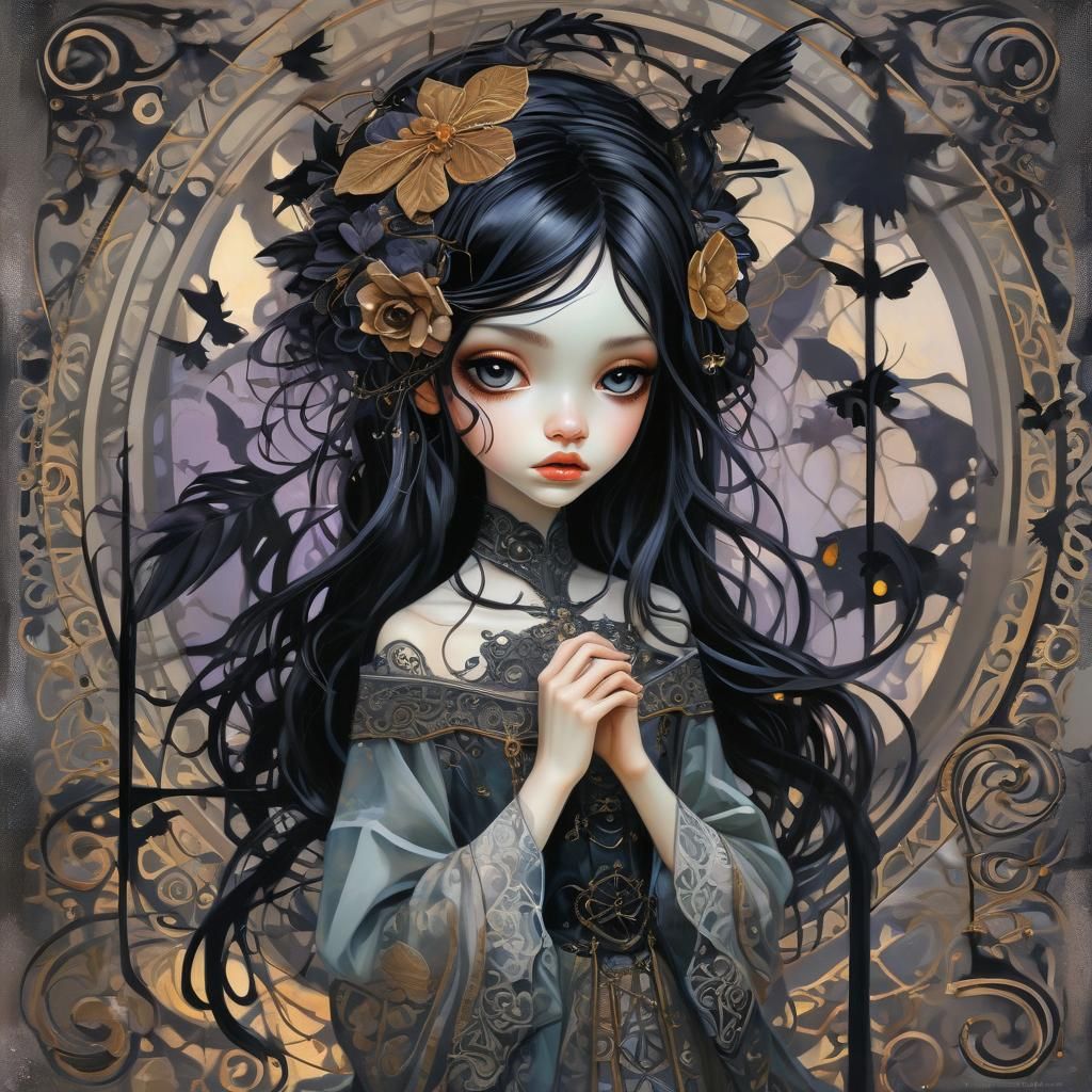 Grimdark Portrait in Gothic Naive Style