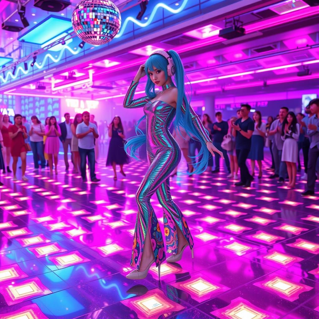 Retro-Futuristic Disco Queen in Neon Glory
