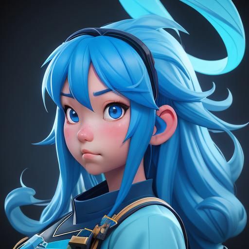 Blue-Haired Chubby Bunny in 3D Anime Style
