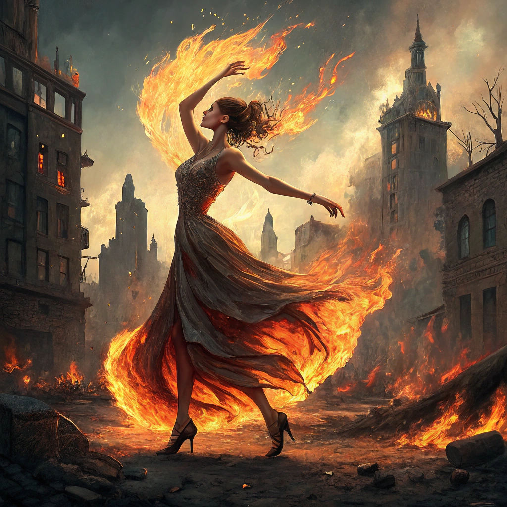 Elven Dancer in a Dress of Fire