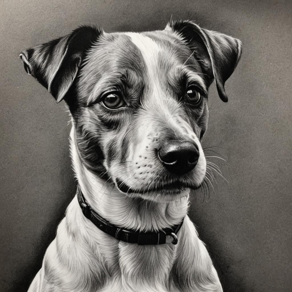 Detailed Charcoal Drawing of a Jack Russell Terrier