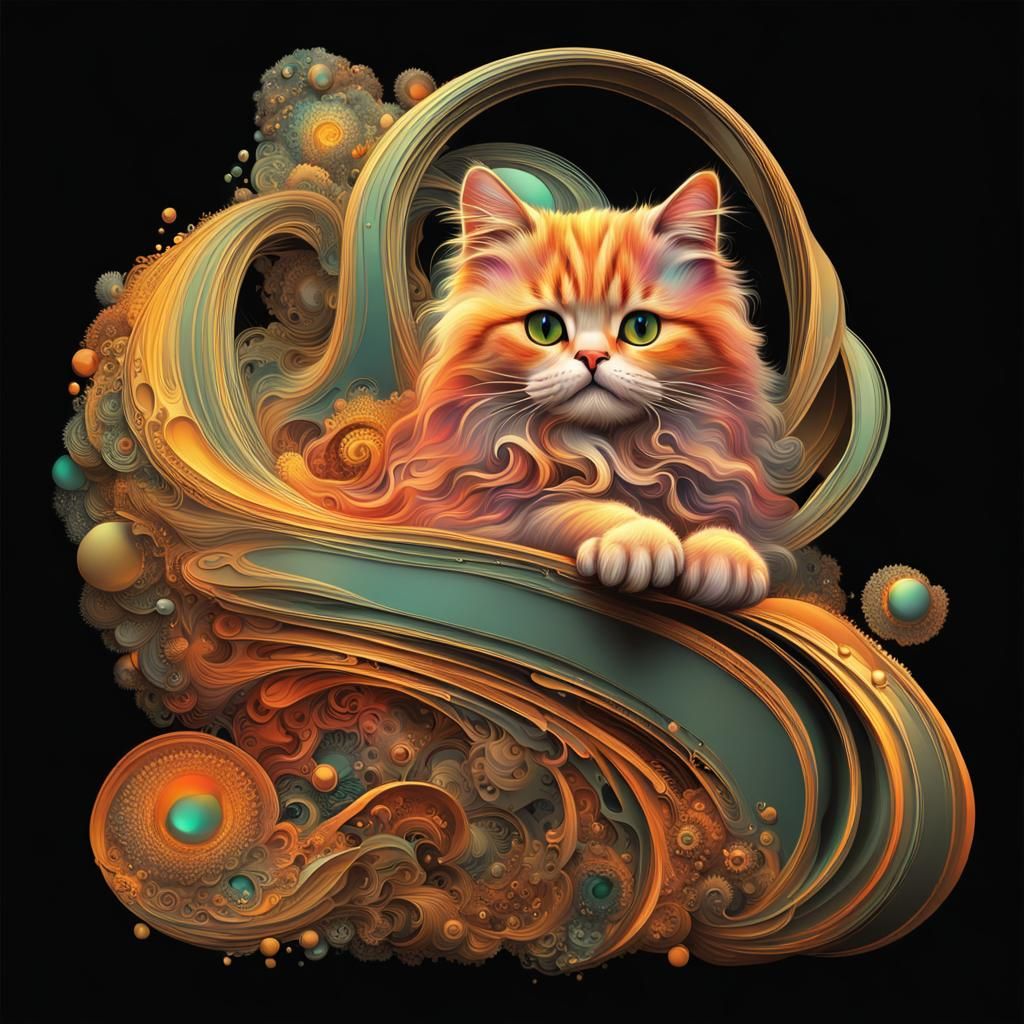 Prompt ""Kitty's Sitting on Hyperrealistic Neutral Gray Back...