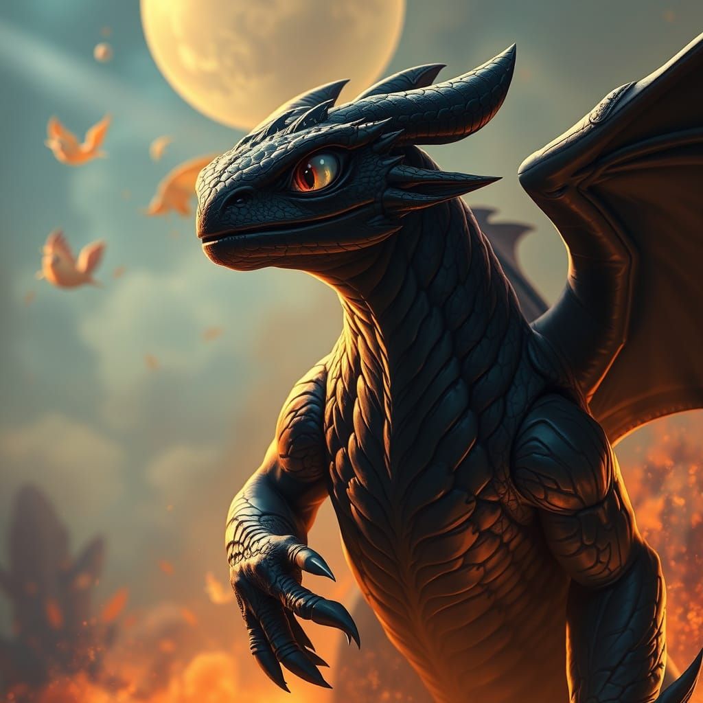 Surreal Hyperrealistic Dragon Portrait with Muscular Scales ...