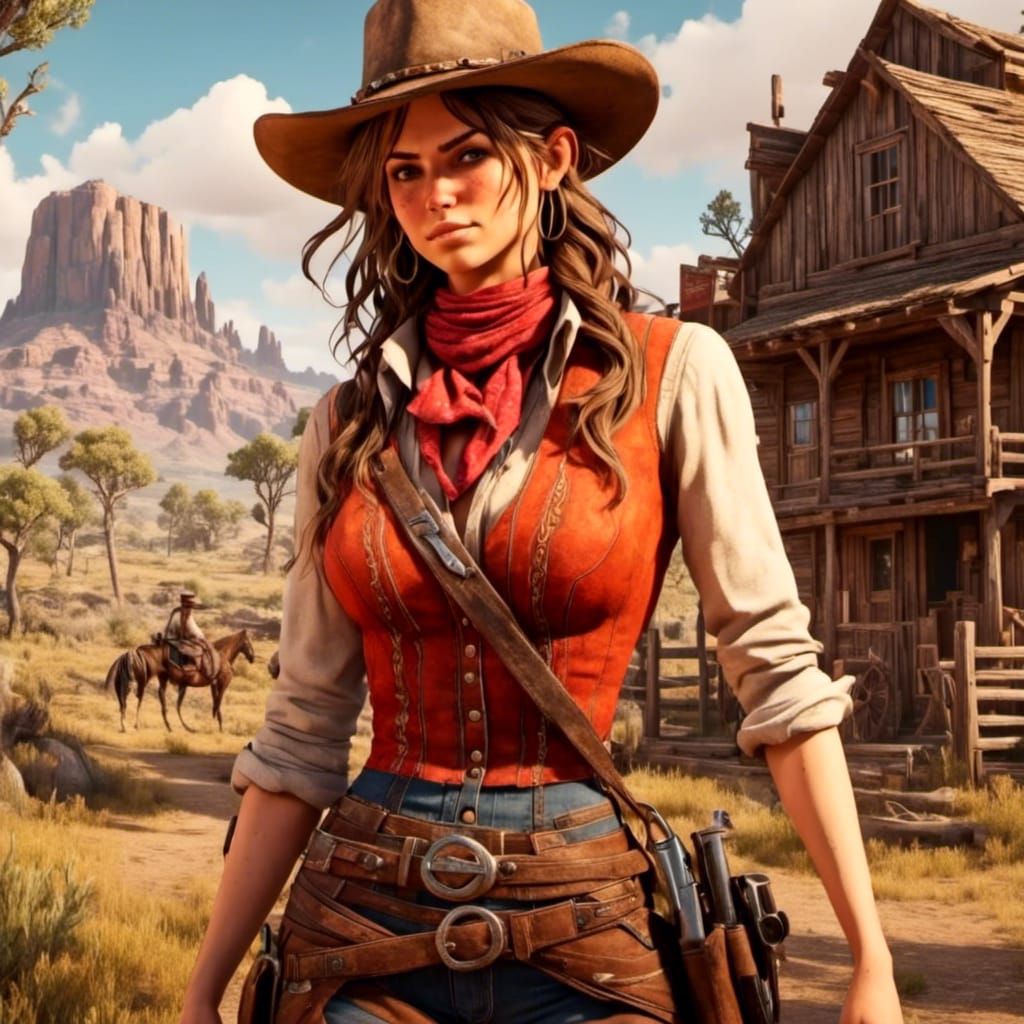 Wild West Scene in Red Dead Redemption Style