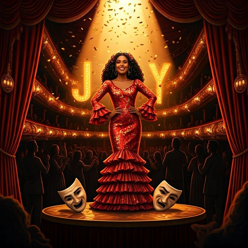 Spectacular Actress Shines on Stage in Flamenco-Inspired Dre...