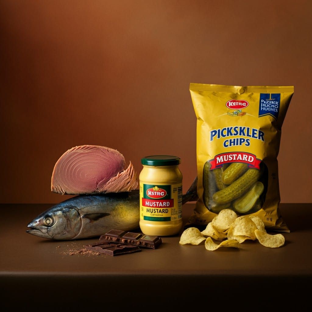 Still Life: Tuna, Chocolate, and Pickle Chips
