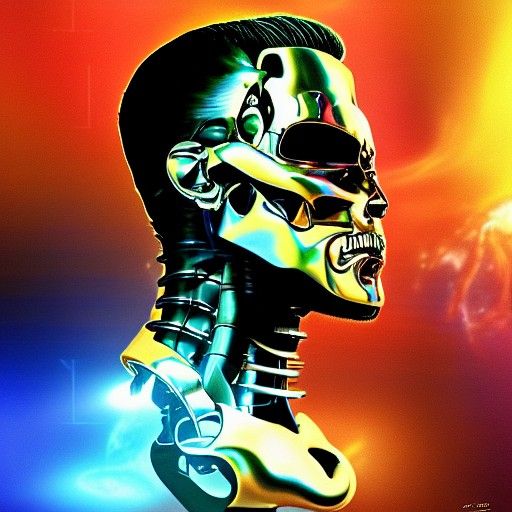 Cosmic Terminator: Holographic Astral Illustration