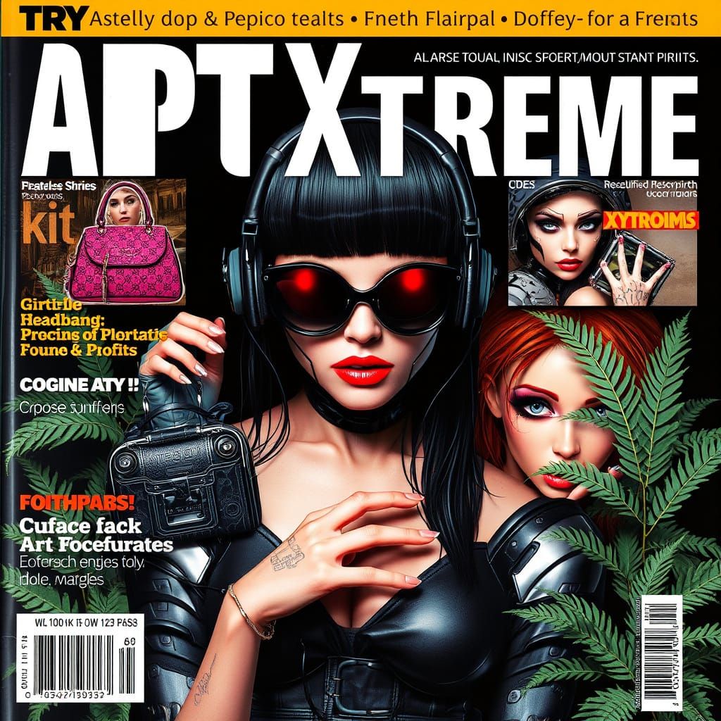 AI Art Magazine Cover: Gothpunk and Cyborgs