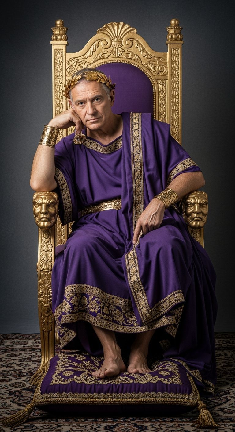 Roman Emperor on Gold Throne in Color Portrait Style
