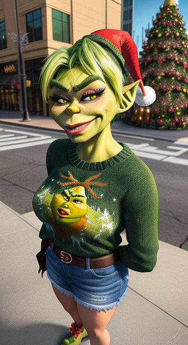 Impasto Christmas Portrait of a Grinchish Pixie as Thomas Ki...