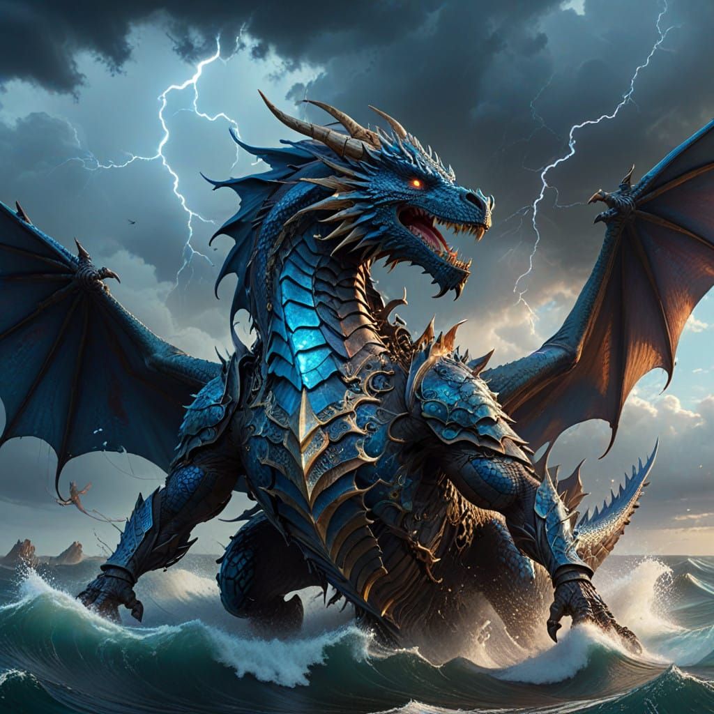 Dragon Unleashes Lightning Bolt on Ancient Ship at Sea in Vi...