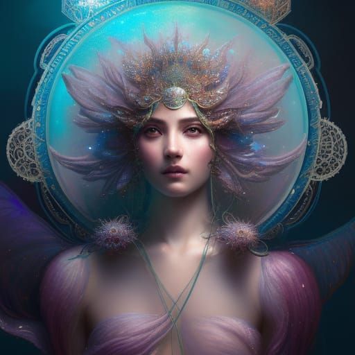 Amethyst Lotus Diamond in Space: Digital Art